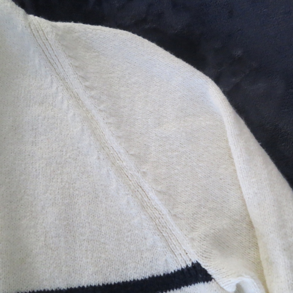 J.JILL Cozy Open Front Striped Long Line Cardigan Size XL Navy Nautical Stripe - Picture 10 of 12